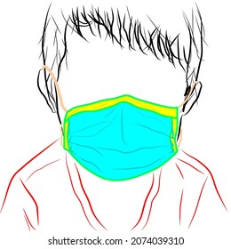Design vector of Child with his colorful mask 