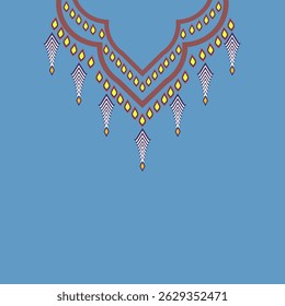 Design vector for collar shirts, embroidery with ethnic geometric elements for textiles. Aztec geometric and neckline designs for neck borders and necklaces.