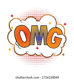 Design vector comic speech bubble with emotional text OMG.
