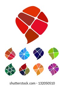 Design vector comma,drop water, leaf, fire, dialog box logo element. Colorful abstract pattern, icon set.