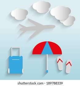  design vector concept illustration with icons of travel and vacation