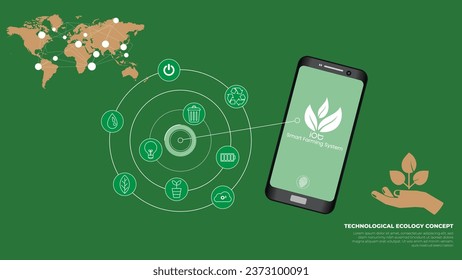 Design vector concept of using technology in ecology. renewable technology 4.0