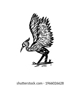 Design Vector Crane bird. Stork, egret, heron design elements. for logo, t shirt according to your wishes