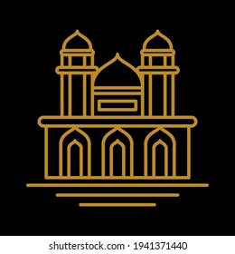 Design Vector is created in the style of line art which forms Mosque