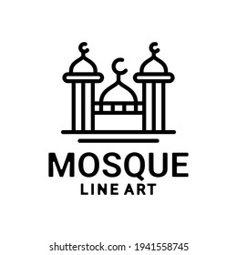 Design Vector is created the style of line art which forms mosque in color black and white