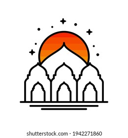 Design Vector is created the style of line art which forms mosque