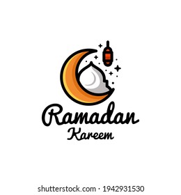 Design Vector wird im Stil der Linienkunst erstellt, die Moschee und Mond bildet