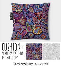 Design vector cushion.
Isolated pillow with seamless pattern. in two colors.