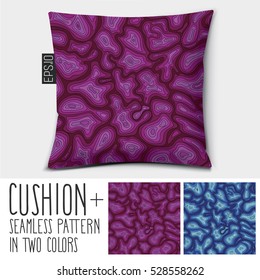 Design vector cushion.
Isolated pillow with seamless pattern. in two colors.