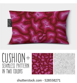 Design vector cushion.
Isolated pillow with seamless pattern. in two colors.