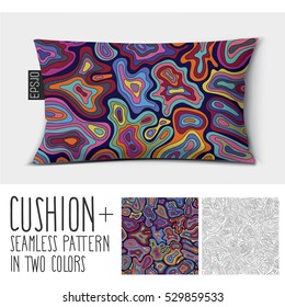 Design vector cushion (pillow).
Isolated cushion with seamless pattern. in two colors.