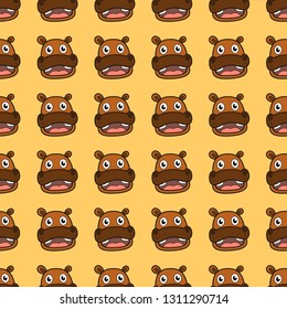 Design vector cute hippo cartoon seamless pattern for wallpaper or background. Animal wildlife vector background. Vector illustration EPS.8 EPS.10