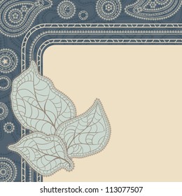 Design of vector decorative leaves. (Vintage background)