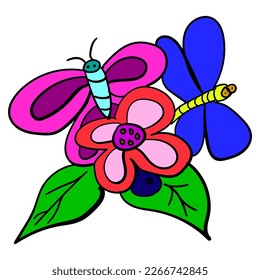 design vector doodle animal and flower