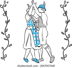 Design vector doodle art dance music man women couple 