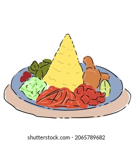 diseño vectorial doodle ilustración arte arroz en forma de cono de alimento