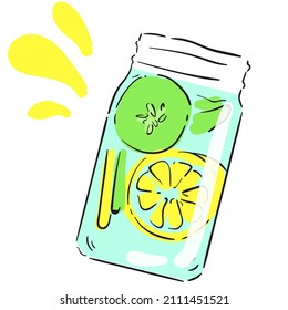 design vector doodle art illustration fruty squeezed and healty drinks