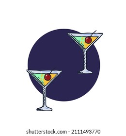 Design-Vektorgrafik-Illustration Obst und Glas-Cocktail 