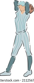 design vector doodle art illustration of baseball sport
