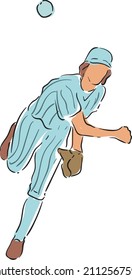design vector doodle art illustration of baseball sport