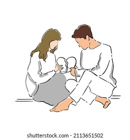 diseño vectorial doodle ilustración de historia amor hombres y mujeres