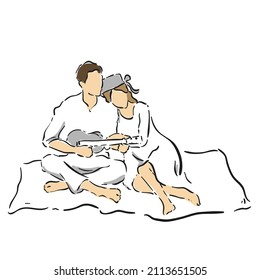 design vector doodle art illustration of story love men and women