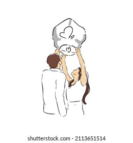 design vector doodle art illustration of story love men and women