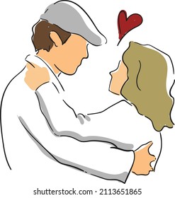 diseño vectorial doodle ilustración de historia amor hombres y mujeres