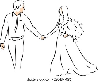 ilustración de arte de dibujos vectoriales de diseño celebración de bodas
