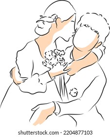 design vector doodle art illustration wedding celebration