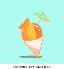 design vector doodle art line illustration of snow cone