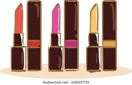 design vector doodle art oneline color lipstick