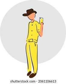 design vector doodle drawing line illustration business character cowboy