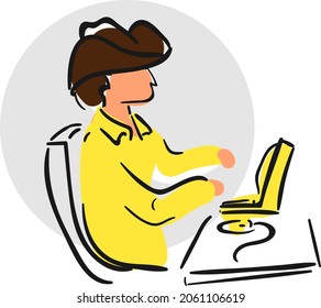 design vector doodle drawing line illustration business character cowboy