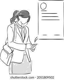 design vector doodle illustration drawing line businesswoman