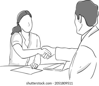 design vector doodle illustration drawing line businessman and women