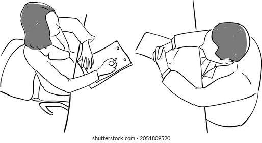 diseño vectorial doodle ilustración línea de dibujo empresario y mujer