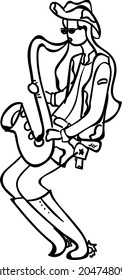 design vector doodle line art drawing play the music