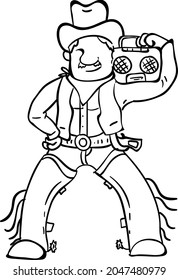 design vector doodle line art drawing play the music