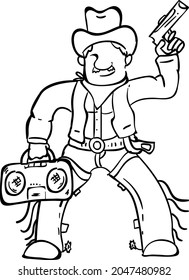 design vector doodle line art drawing play the music