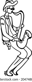 design vector doodle line art drawing play the music