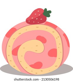design vector doodle line art illustration of roll cake