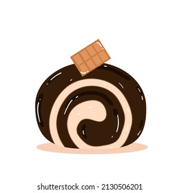 design vector doodle line art illustration of roll cake
