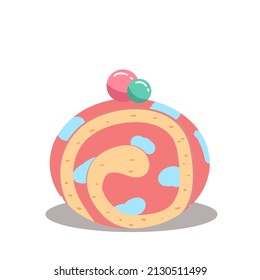 design vector doodle line art illustration of roll cake