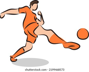 Design vector doodle line art player soccer 