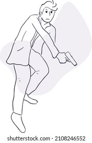 dibujo vectorial de diseño ilustración de arte hombres con armas