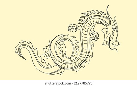 design vector drawing art illustration of dragon fantasy