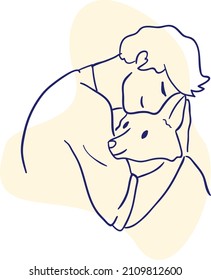 design vector drawing illustration people and dogs
