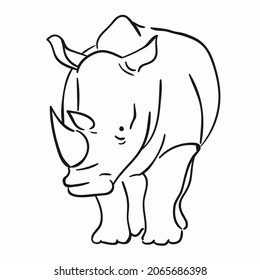 design vector drawing line illustration animal rhinoceros