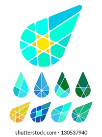 Design vector drop logo element. Colorful abstract pattern, icon set. You can use in the environmental protection, resource recovery, farm, water, and other commercial image.